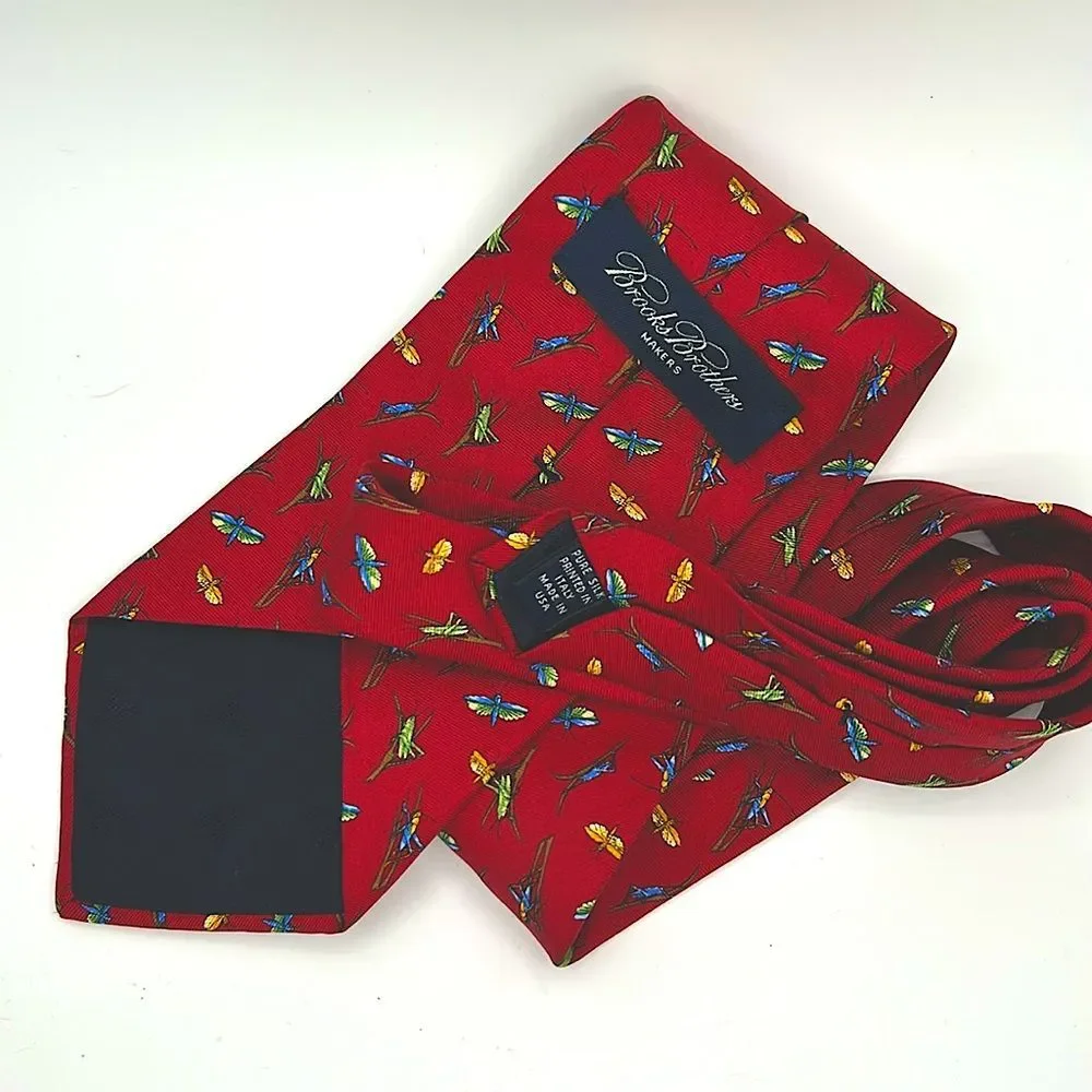 Brooks Brothers Makers 100% Silk tie - dragonflies, crickets and more!